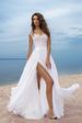 plus Size Lace Chiffon Dress for Women White Evening Prom Dress European American Style with Slit Skirt_ecoleips.com