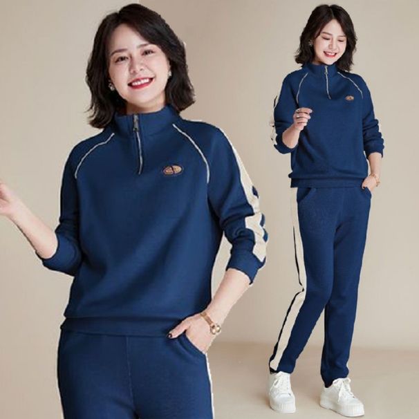 Women's Clothing Middle Aged And Elderly Ladies Large Size Fashion Casual Sports Suit Sweater Two Piece Suit Stylish Age Reducing Mother's Wear_ecoleips.com