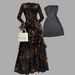 Large Stock Available. Two Piece Set: Black Floral Print Sundress With Spaghetti Straps, Elegant, Sweet, And Ethereal French Style._ecoleips.com