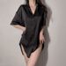 Shirt Pajamas Lace Mesh Hollow Nightdress Loungewear Set_ecoleips.com