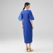 Verve 2025 Summer New High-End Solid Color Round Neck Pleated Loose Fashion Comfortable Casual Long Dress_ecoleips.com