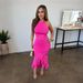 CY902433 European And American Cross Border New Fashion Women's Clothing Solid Color Sleeveless Halter Neck Waist Slimming Irregular Dress_ecoleips.com