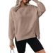 Women's Autumn/Winter Long-Sleeved Collared Hoodies With Slit, Casual Loose Fit, Versatile And Wholesale Available_ecoleips.com