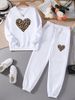 Women's Clothing Leopard Print Heart Print Crew Neck Long Sleeve Loose Fashion Sweatshirt Two Piece Set Winter Trendy Women's Clothing 0019_ecoleips.com