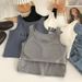 Korean-style Girls' Solid Color Ins Camisole Seamless Printed Comfortable Breathable Bra With Fixed Cup And Chest Pad_ecoleips.com