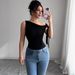 Women's Elegant Off-Shoulder Twist Knot Tie Detail T-Shirt For Office & Casual Wear - Solid Color Stretch Polyester Slim Fit Sleeveless Top_ecoleips.com