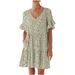 2025 Autumn Women's V-neck Ruffle Pocket Short Sleeve Dress Slimming And Elegant Design_ecoleips.com