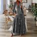 2024 European And American Cross-border Bohemian Style Bell-sleeve Printed V-neck High-waisted Holiday Floral Women's_ecoleips.com