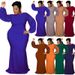 Elegant Plus Size Long Sleeve Sequin Maxi Dress, Fish Tail Hem Formal Gown For Evening Parties_ecoleips.com