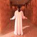ZAB266 Muslim Women's Fashion Rhinestone Abaya Set Shiny Satin Three-Piece Dress_ecoleips.com