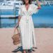 Women's Clothing Summer Bamboo Cotton Tassel Long Dress Female Bikini Cover Up Beach Dress_ecoleips.com
