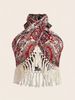 Paisley Print Fringed Edge Butterfly Knot Tie Back Hanging Neck Top Women's Bohemian Style Off Shoulder Casual Fashion_ecoleips.com