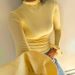 WG139 European And American Style Simple Slim-fit Half-high Collar Ruffled Long-sleeve Waist-cinching Fashionable Solid_ecoleips.com