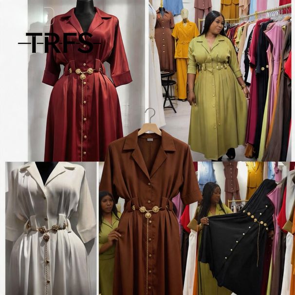 Silky Slim Waist A-Line Midi Dress High-End Heavy Duty Solid Color New 2023 Summer Suit Collar Women's Fashion_ecoleips.com