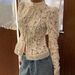 Women's French Style Chic Stand Collar Lace Shirt Gentle Style with Chinese Knot Buttons Versatile Breathable Long Sleeves New Arrivals_ecoleips.com