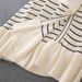 Striped Long Sleeve Knit Dress - V-Neck Lace Trim Wrap Dress (Black/Beige, S/M/L/Xl) Ruffled Long Dress For Women_ecoleips.com