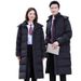 Unisex Long Black Cotton Padded Coat With Detachable Hood, Warm Winter Workwear Jacket Oversized Loose Fit, Tr Fabric, Multi-Pocket Design_ecoleips.com