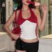 Women's Sleeveless Slimming Patchwork Halter Neck Vest European American Street Style Hot Girl Short Design Top New Export_ecoleips.com