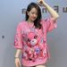 Women's Clothing Beaded Round Neck Short Sleeve T Shirt Women Summer Printed Fashion Half Sleeve Large Size Top_ecoleips.com