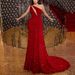 Women's Clothing Sexy High-Slit Bodycon Evening Dress Beaded Sequins – Deep V-Neck, High Waist, Long Formal Gown For Women (S-5XL, Royal Blue/Beige)_ecoleips.com