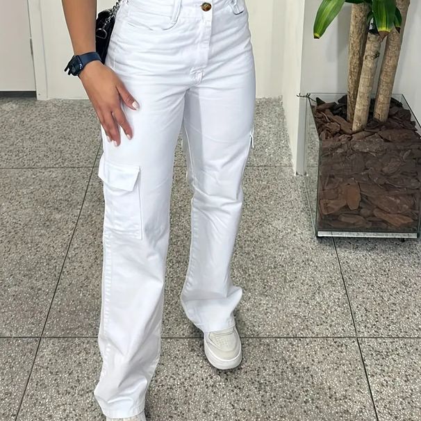 Women's Slimming Straight Leg Pants Multi-Pocket Casual Cotton Polyester Trousers for Autumn/Winter Regular Fit Office Lady Style_ecoleips.com