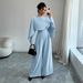 Elegant Temperament Women's Long Sleeve Jumpsuit Solid Color Round Neck Slim Waist Wide Leg Spring Autumn American Style_ecoleips.com