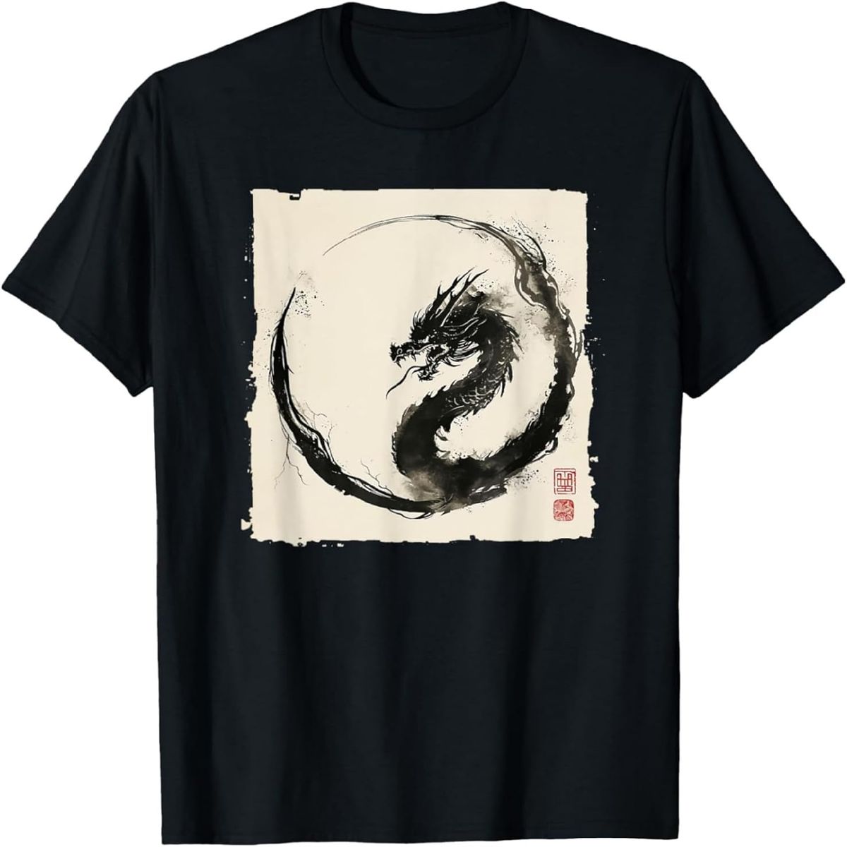 Eastern Dragon Majesty Vintage Ink Art Collection T-Shirt._ecoleips.com