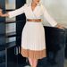 Elegant Notched Lapel Winter Knit Dress for Women with Belt Pleated Skirt Stylish S-XXXL_ecoleips.com