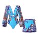 Women's Trendy Sexy One Piece Swimsuit Long Pants Polyester Printed Swimwear Set_ecoleips.com