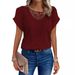 Women's Short Sleeve T-Shirt Lace Trimmed Patchwork Cross Border Spring/Summer_ecoleips.com
