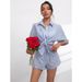Women's Clothing Fashion Women's Lapel Casual Striped Short Sleeved Pants Two Piece Suit_ecoleips.com