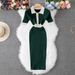 Women's Clothing Summer New Polo Knitted Dress Female Slim Fit Temperament_ecoleips.com