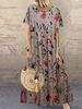 2024 New Retro Floral Print Dress, Short Sleeve, Round Neck, New_ecoleips.com