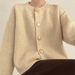K Design Sense Single-breasted Knitted Cardigan For Women; Loose, Pure Color, Round Neck Top With A Lazy Style._ecoleips.com