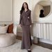 Elegant Women's Tailored Fish Tail Skirt Set - Stylish High Waist Office Dress With Blouse, Comfortable Polyester, Autumn Workwear_ecoleips.com