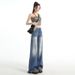 Women's New Autumn Slim Straight-leg Jeans, American Style, Trendy Design, Loose Fit, Slimming, Drapey, Floor-length_ecoleips.com
