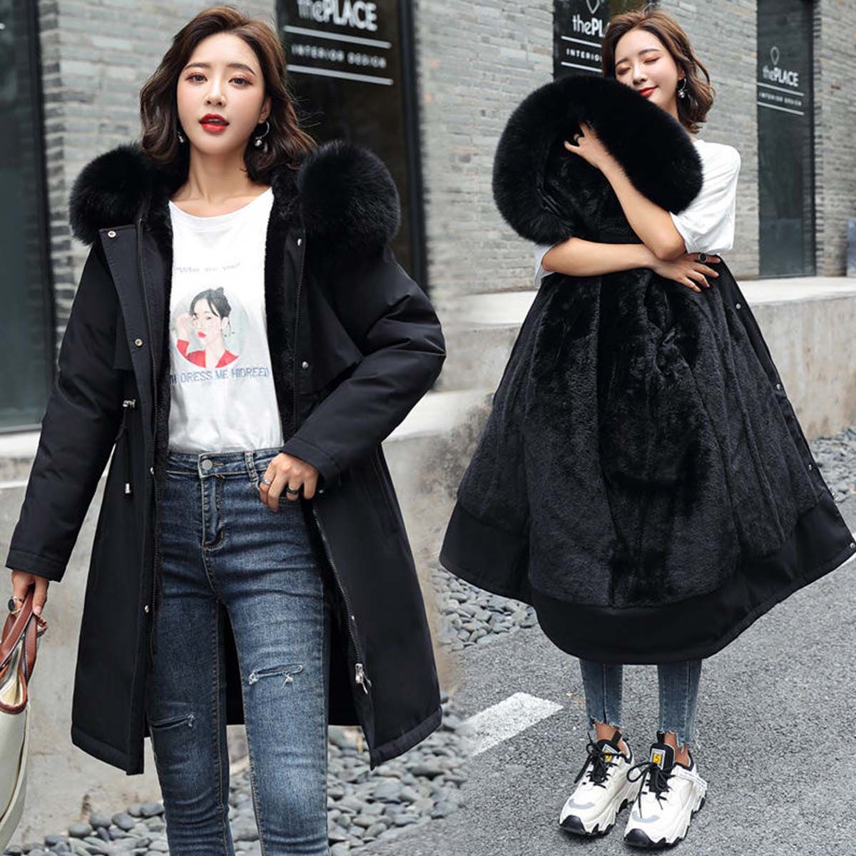 Winter Jacket 2023 New Women Parka Clothes Long Coat Wool Liner Hooded Jacket Fur Collar Thick Warm Snow Wear Padded Parka 6XL_ecoleips.com
