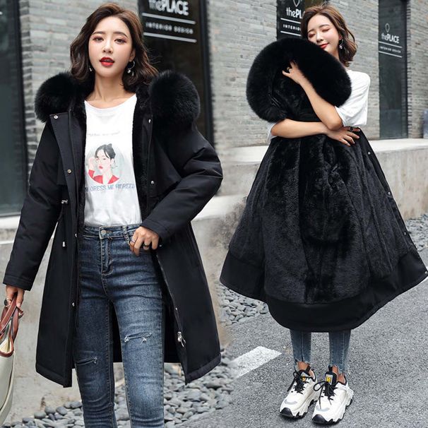 Winter Jacket 2023 New Women Parka Clothes Long Coat Wool Liner Hooded Jacket Fur Collar Thick Warm Snow Wear Padded Parka 6XL_ecoleips.com