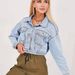 Women's Clothing Short Tops Denim Jacket Solid Color Women's Denim Tops Outerwear_ecoleips.com