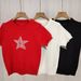 Women's Clothing Early Spring New Heavy Industry Five Pointed Star Jacquard Round Neck Short Sleeved Knitted Sweater Women's Slim Pullover Top_ecoleips.com
