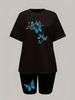 Summer Women's Casual And Fashionable Butterfly Graphic Printed Loose T-shirt Shorts Two-piece Sportswear Suitable For Daily Wear-147_ecoleips.com