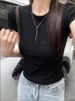 Women's Clothing Style Black Round Neck Short Sleeve T-Shirt For Women Petite Slim Fit Summer Top For Formal & Casual For Women_ecoleips.com
