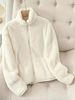 Women’s Autumn And Winter Pure Color Zipper Fleece Jacket Double-sided Fleece For Warmth And Comfort._ecoleips.com