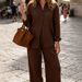 Women's Multi Color Casual Lapel Cardigan Long Sleeve Pants Set New Relaxed Everyday Wear Comfortable Feshion_ecoleips.com