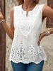 Women's Clothing Embroidery Stitching Lace Lace V Neck Sleeveless Vest Top_ecoleips.com