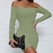 Off-Shoulder Bodycon Dress With Ruffle Sleeves – Stretchy Milk Silk Wrap Dress For Women (XS-XL, 6 Elegant Colors)_ecoleips.com