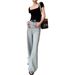 JWUNIQUE Vintage Washed High-Waisted Jeans For Women, New Loose Fit Slimming Straight Wide-Leg Floor-Length Pants_ecoleips.com