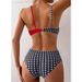 2025 Women's Patchwork Polka Dot Bikini Set European American Style Sexy Two-Piece Swimwear for Vacation Beach Regular Fit Polyester_ecoleips.com