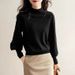 K Half High Neck Long Sleeved Knitted Shirt With Hidden Meat, Long Sleeved Loose Base Shirt_ecoleips.com