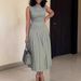 Women's Clothing Summer Fashion High Waist Pleated Slim Fit Long Dress For Women Sleeveless Solid Color For Formal & Casual For Women_ecoleips.com